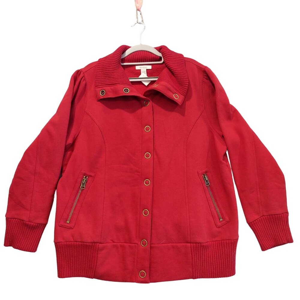 Dressbarn Jacket womans 14/16 Red snap Stretch Jersey Beachy Coastalgrandma